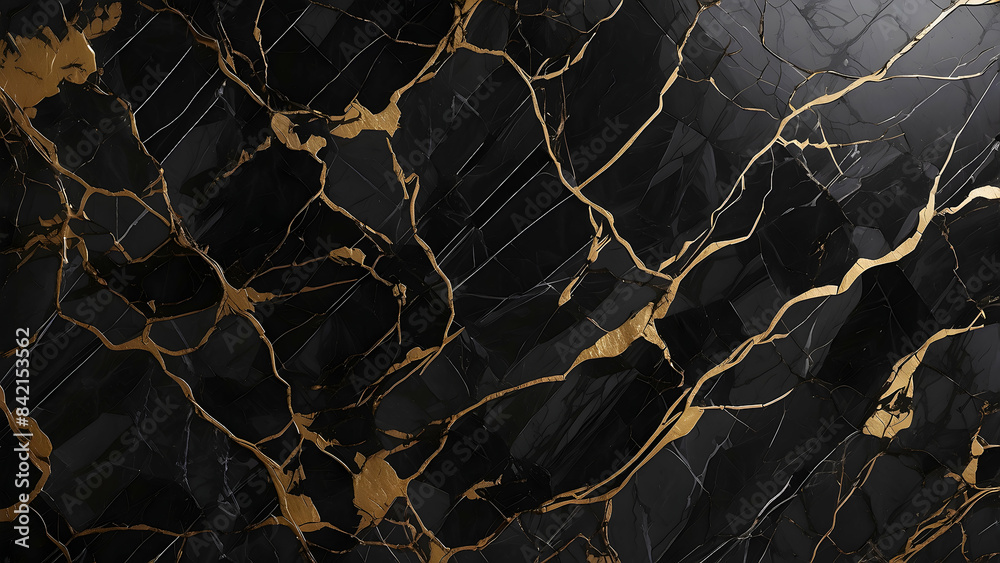 High-quality image showcasing black marble texture with striking golden veins for a luxurious look