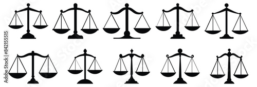 Justice scale silhouette set vector design big pack of illustration and icon