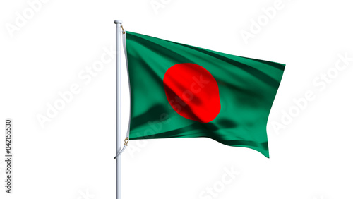 bangladesh flag fluttering in the wind on transparent background, bangladesh wavy realistic flag photo