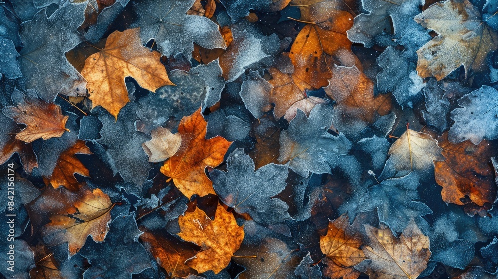 Frozen Autumn Leaves After Chilling in the Cold Texture Frozen Autumn Leaves After Chilling in the Cold Texture