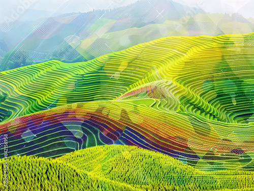 Polka dot art landscape painting
