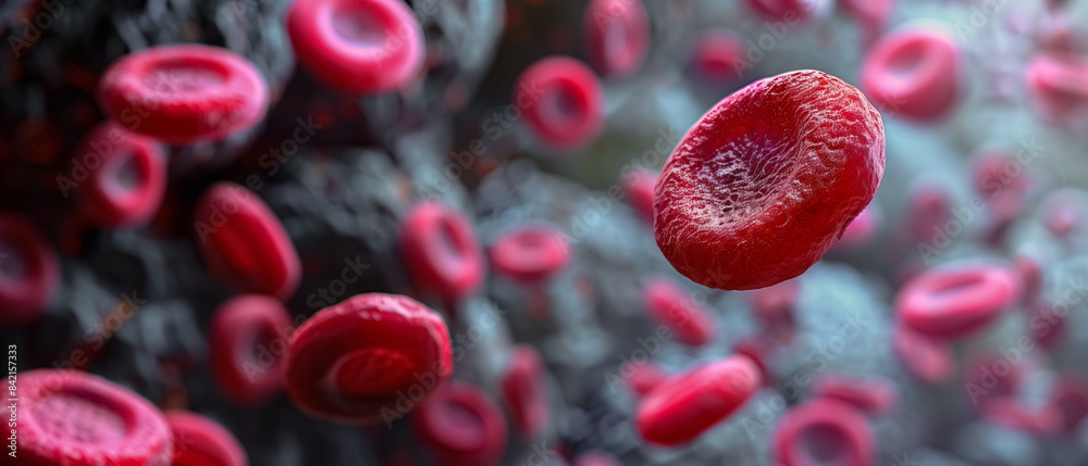 Platelets (Thrombocytes), hemoglobin 3D rendering, Background for Content Science
