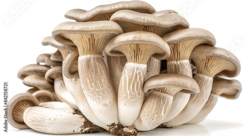 center focus thailand oyster mushrooms isolated on a white background. Generative Ai