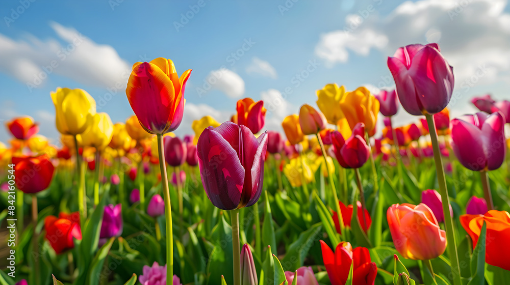 Vibrant Tulip Fields in Springtime Netherlands