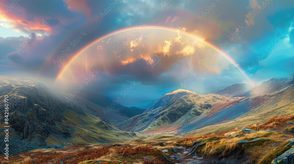 Colorful arc above the mountains in the Lake District Colorful arc above the mountains in the Lake District
