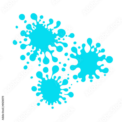 Liquid shapes, frames with uneven wavy edge set, composition. Water, fluid, paint, puddle, stain, rounded blot with splashes, drops, blobs, droplets. Design elements, backgrounds.