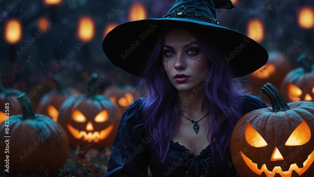 halloween witch with pumpkin halloween witch with pumpkin