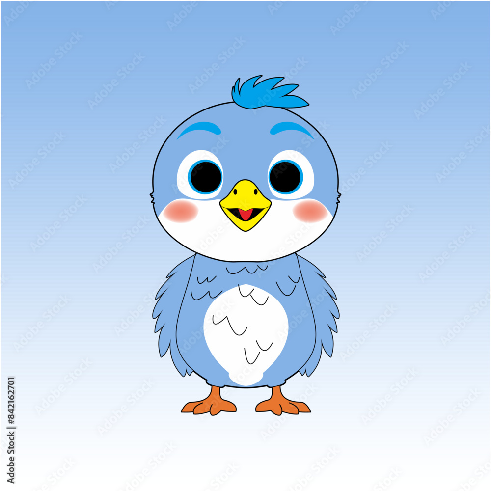 blue little bird cute and funny art vector illustration blue little bird cute and funny art vector illustration