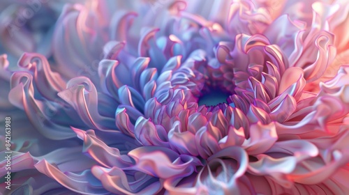 A visually captivating abstract 3D render of organic floral-like structures in vibrant colors