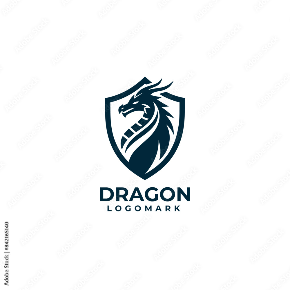 Dragon shield logo icons. Ancient mythical serpent symbol. Mythological beast sign. Vector illustration. Dragon shield logo icons. Ancient mythical serpent symbol. Mythological beast sign. Vector illustration.