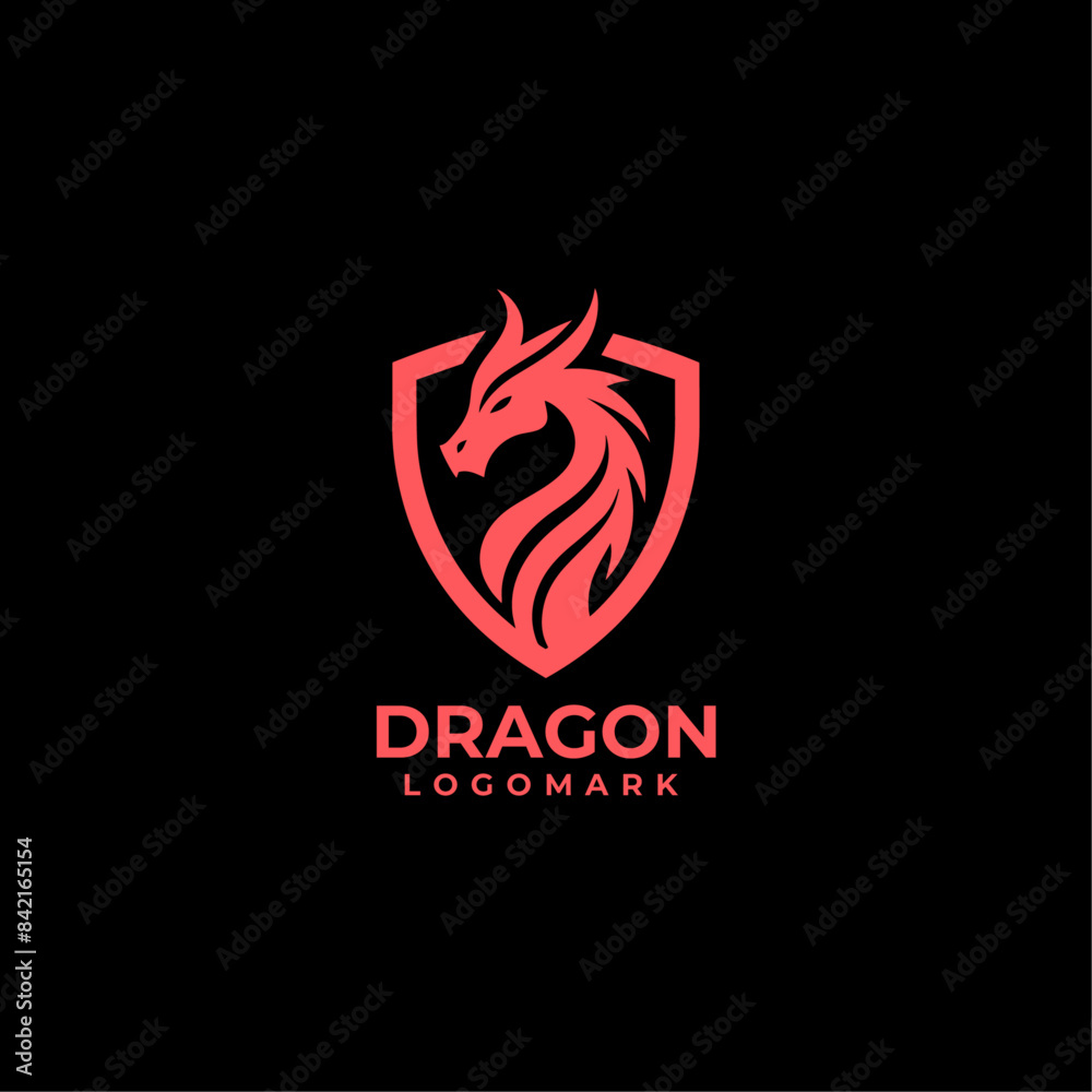 Dragon shield logo icons. Ancient mythical serpent symbol. Mythological beast sign. Vector illustration. Dragon shield logo icons. Ancient mythical serpent symbol. Mythological beast sign. Vector illustration.
