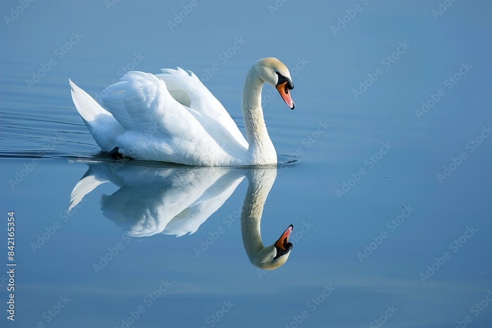 Fototapeta premium White Swan Swimming in Water