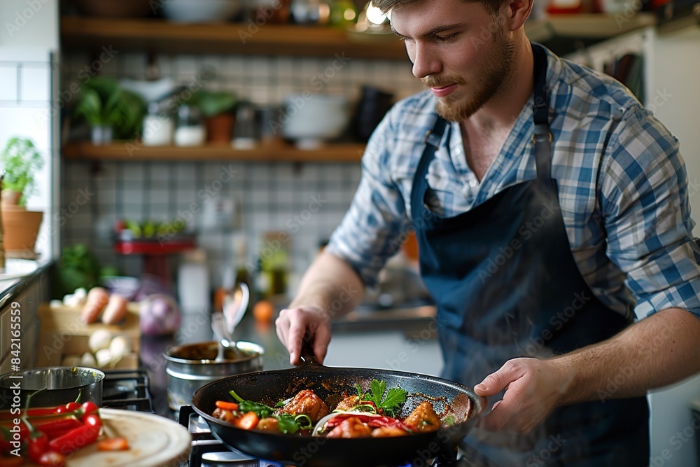 man cooking healthy food man cooking healthy food