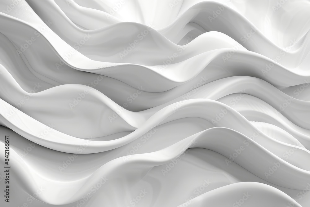 Obraz premium Abstract white 3D wavy background.