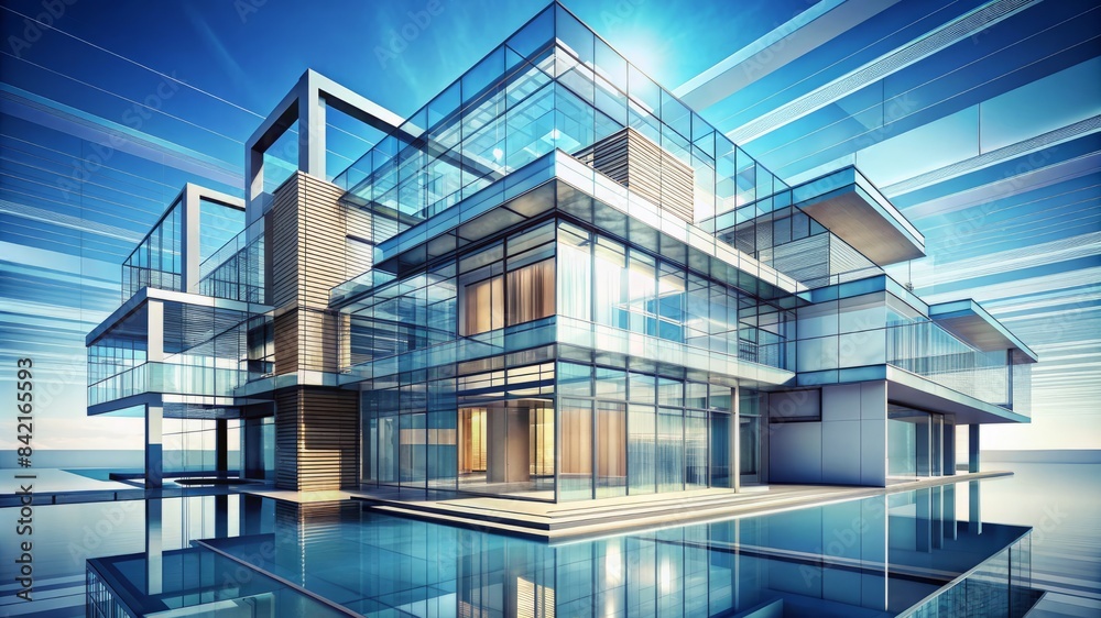 Obraz premium A large building with many windows and a glass facade