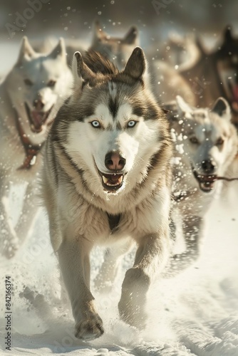 Group of Dogs Running Down Dirt Road