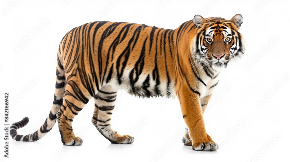 Fototapeta premium A majestic tiger with isolated background