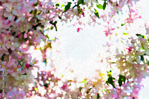 Pink & White Spring Blooms Frame Background- Border, Background, Frame - Room for Message or Text (filtered photo) © DLP INSPIRATIONS