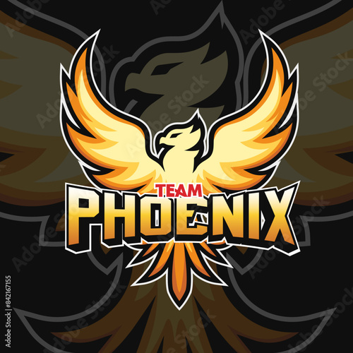 Editable Text Phoenix logo featuring a powerful and energetic firebird design