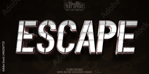 Prison editable text effect, customizable metal and escape 3D font style