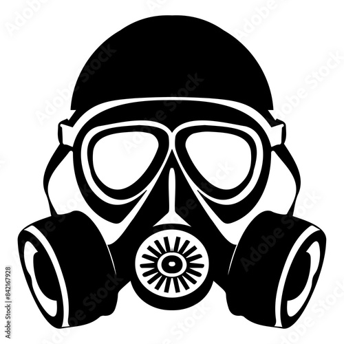 Icon of a gas mask with goggles, representing protection and safety in environments with hazardous substances.