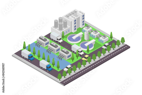 Water Purification Plant isometric 