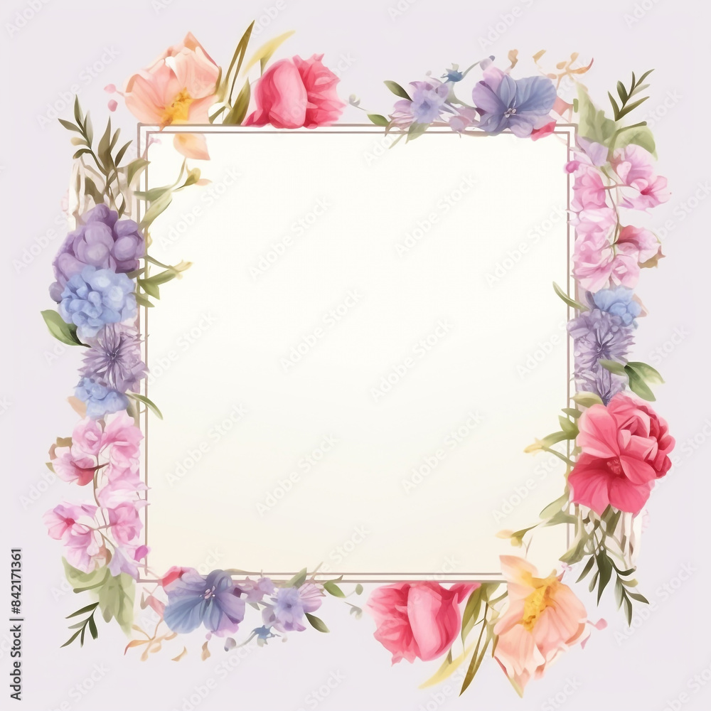 Wedding invitation card. floral square frame with empty space on background Wedding invitation card. floral square frame with empty space on background