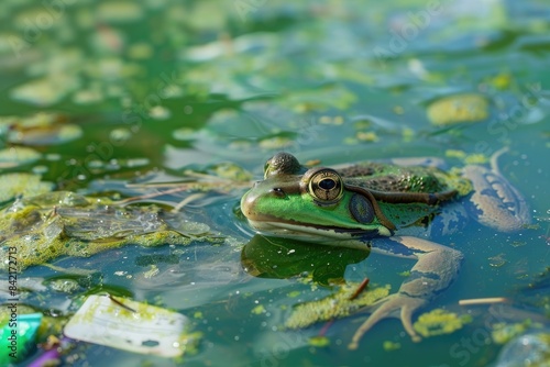 frog in a polluted pond