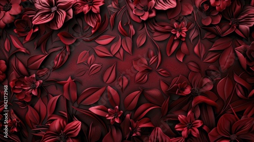 Background of burgundy color with a floral motif