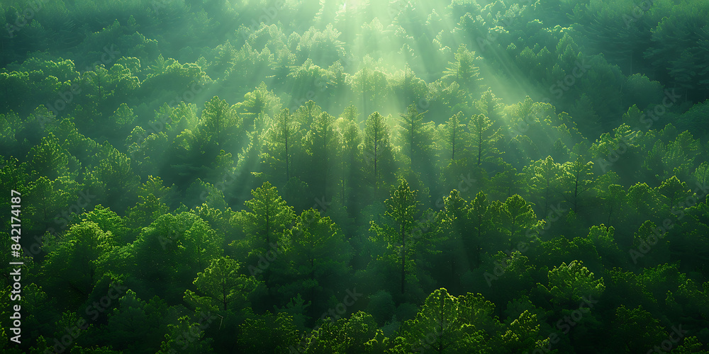 Fototapeta premium Emerald Oasis: Serene Aerial Forestscape