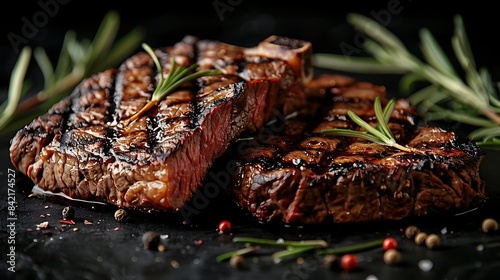 Rosemaryinfused steak cut out mockup an isolated minimalistic background fragrant and flavorful photo