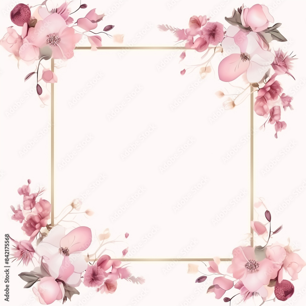 Wedding invitation card. floral square frame with empty space on background Wedding invitation card. floral square frame with empty space on background