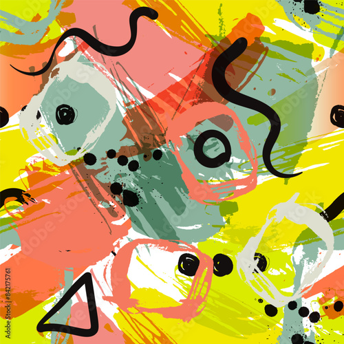 Retro vintage 80s or 90s fashion style abstract seamless pattern background. ...