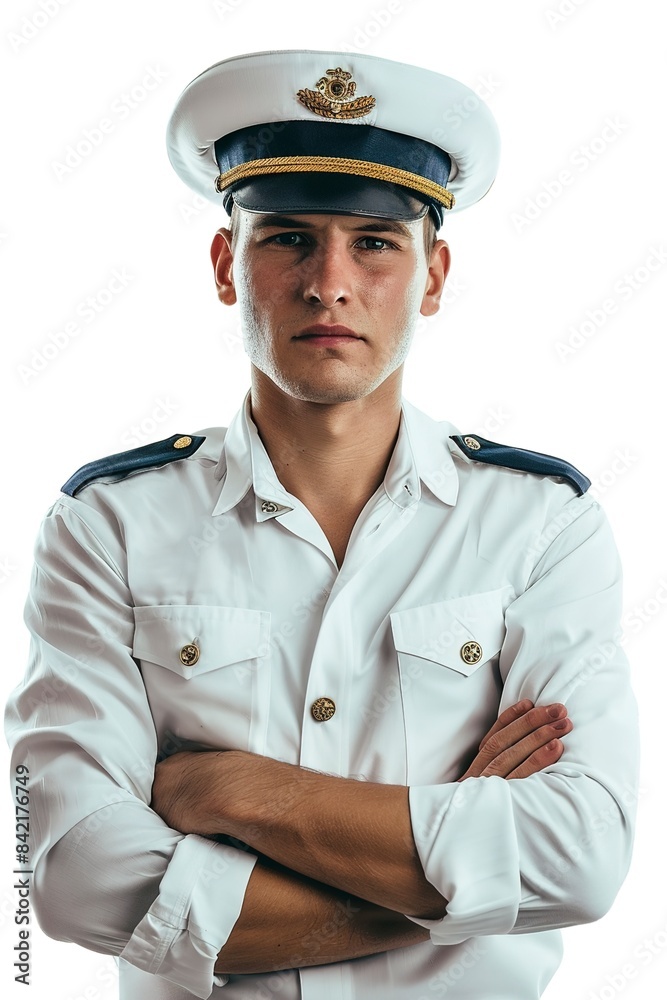 A Young captain isolated on white A Young captain isolated on white