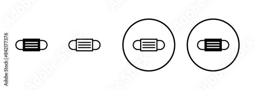 Mask icon vector isolated on white background. Man face with mask icon. Safety breathing masks. Industrial safety N95 mask. Medical mask vector icon.