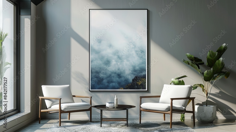 Frame mockup, ISO A paper size. Living room wall poster mockup. Interior mockup with house background. Modern interior design. Frame mockup, ISO A paper size. Living room wall poster mockup. Interior mockup with house background. Modern interior design.