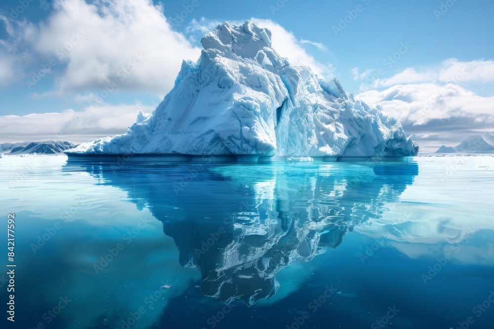 Tall iceberg with reflection in water