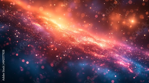 Abstract cosmic nebula with colorful light particles, future technology concept