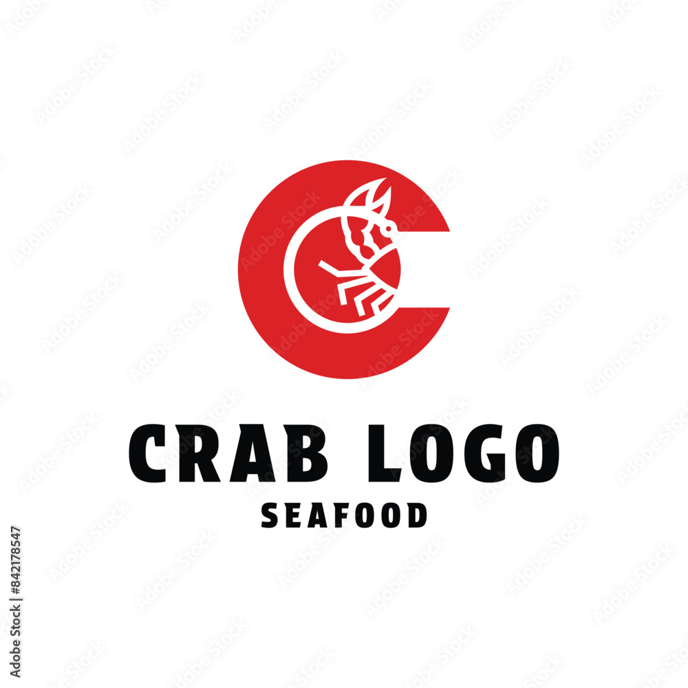 crab logo design letter c vector concept for restaurant company