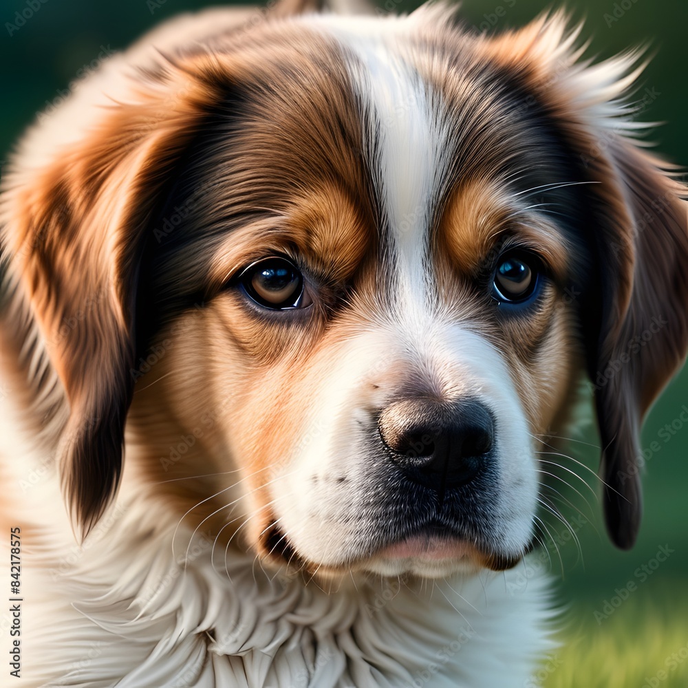 A heartwarming close-up image of a young, fluffy dog with expressive eyes and a gentle demeanor A heartwarming close-up image of a young, fluffy dog with expressive eyes and a gentle demeanor