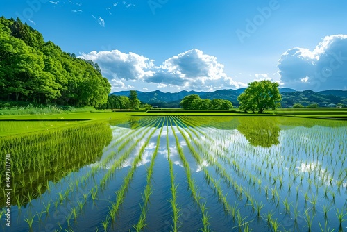 田植えの済んだ田んぼ