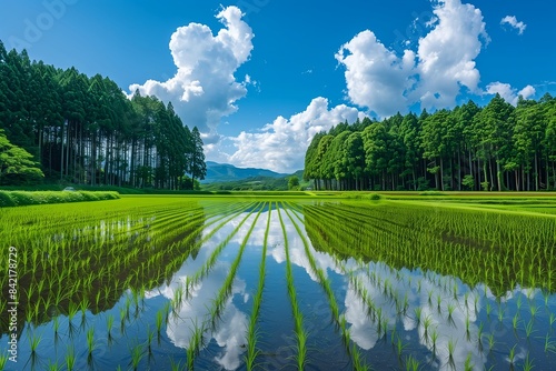 田植えの済んだ田んぼ