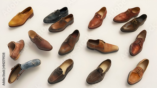 many browns colour shoes laying on white floor stylish and precious shoes looking nice