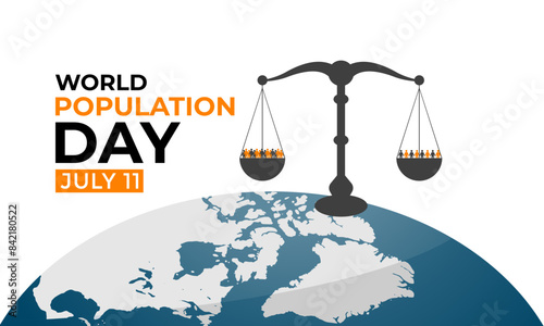 Vector illustration on the theme of World Population Day. Diverse people with Overcrowded, overloaded earth. Banner poster, flyer and background design.