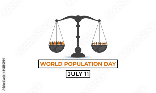 Vector illustration on the theme of World Population Day. Diverse people with Overcrowded, overloaded earth. Banner poster, flyer and background design.