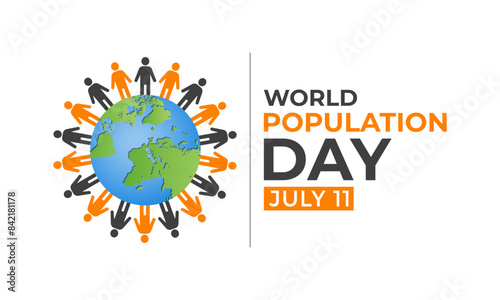 Vector illustration on the theme of World Population Day. Diverse people with Overcrowded, overloaded earth. Banner poster, flyer and background design.