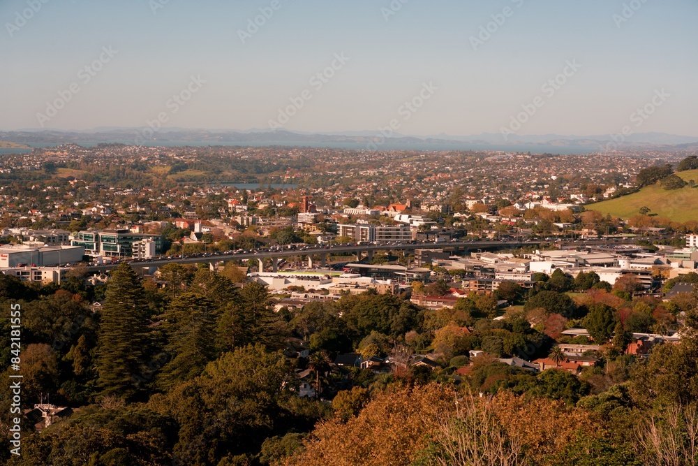 Motorway 1 crossing Auckland Newmarket, view from mount Eden. Motorway 1 crossing Auckland Newmarket, view from mount Eden.