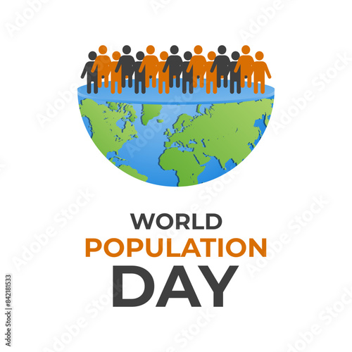 Vector illustration on the theme of World Population Day. Diverse people with Overcrowded, overloaded earth. Banner poster, flyer and background design.