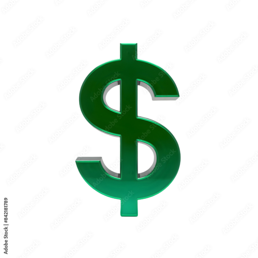 Green US Dollar sign icon on Transparent Background Green US Dollar sign icon on Transparent Background
