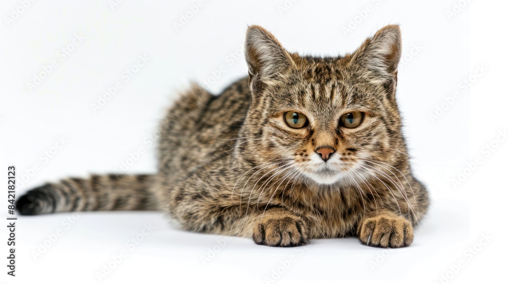 Obraz premium European Wildcat full body clearly photo on white background , 